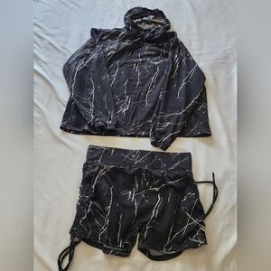 Black and White Marble Print Loungewear Set